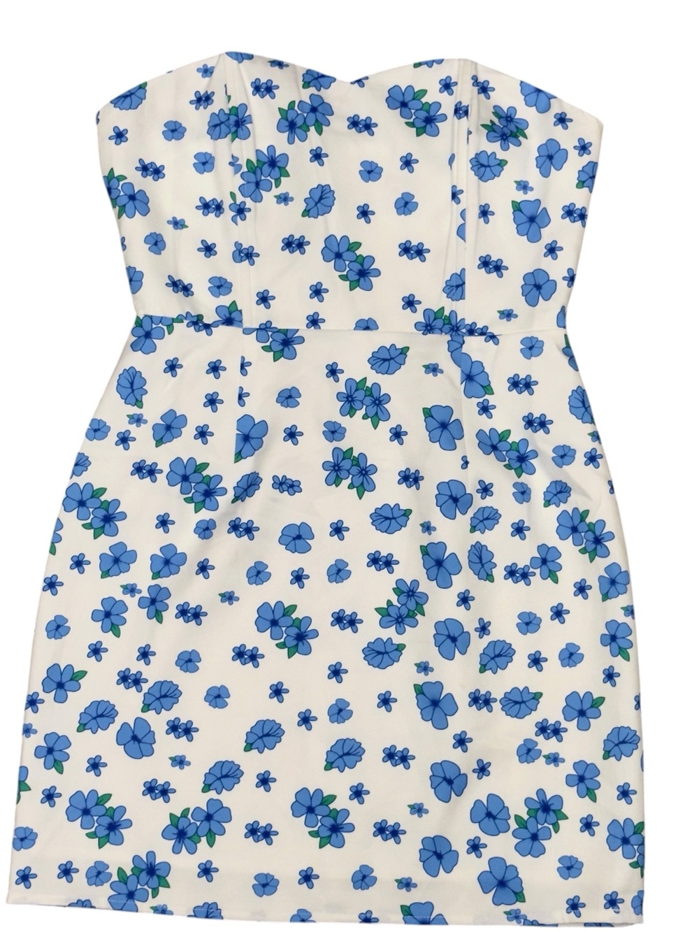 Princess Polly Blue Floral Strapless Mini Summer Dress Size 4 Cottagecore